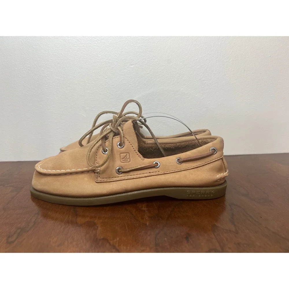 Sperry Authentic Original Slip-On Boat Shoes Big Kids Boys Size 5 Leather Tan